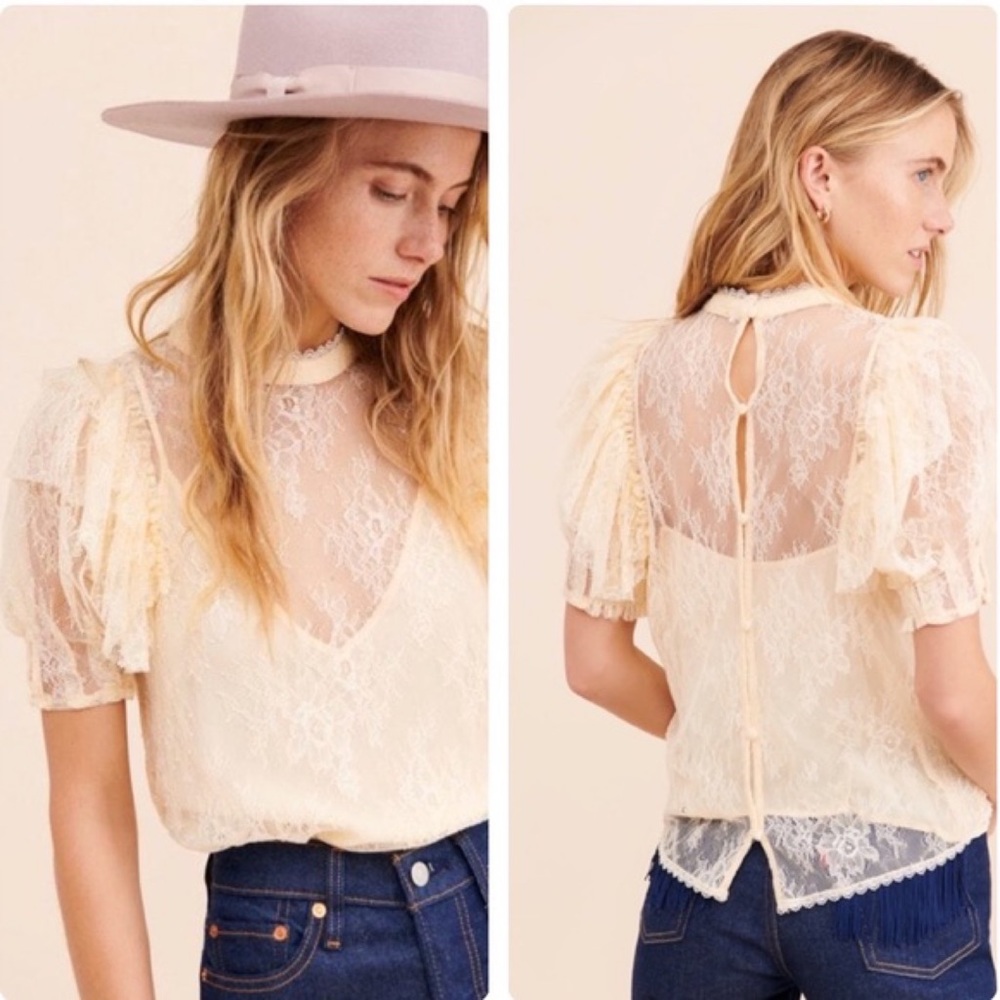 Free People Secret Admirer Blouse - Size Small - Eggnog